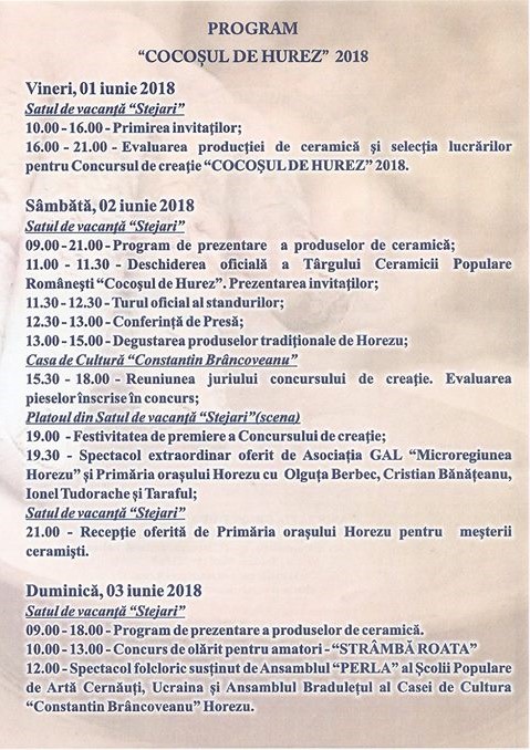 Program "Cocosul de Hurez" 2018